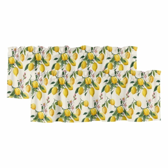 2 Pack Valances for Windows 54 x 18 Inch, Lemons Decorative Kitchen ...