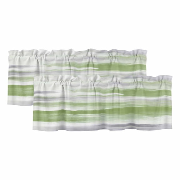 2 Pack Valances for Windows 54 x 18 Inch, Sage Green Gray Decorative Kitchen Curtain Valance, Neutral Abstract White Ombre Texture Rod Pocket Short Curtains Window Treatment for Bathroom/Cafe