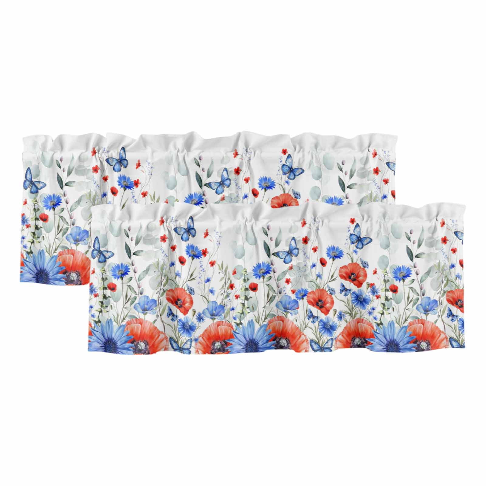 2 Pack Valances for Windows 60 x 18 Inch, 4th of July Decorative ...