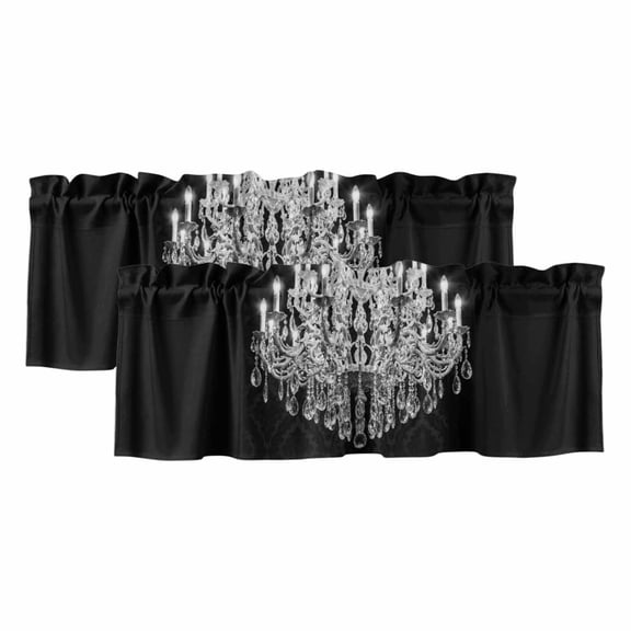 2 Pack Valances for Windows 60 x 18 Inch, Crystal Chandelier Decorative Kitchen Curtain Valance, Candle Abstract Luxury Modern Rod Pocket Short Curtains Window Treatment for Bathroom/Cafe