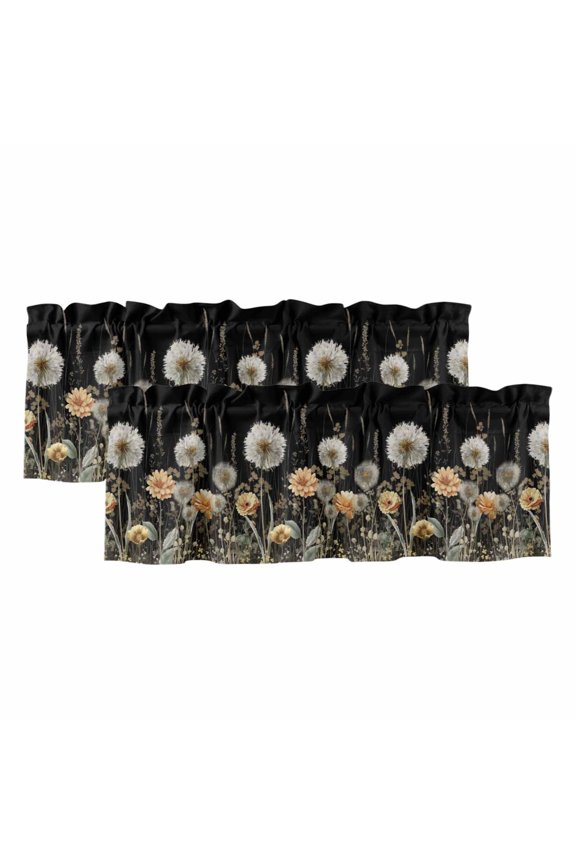 2 Pack Valances for Windows 60 x 18 Inch, Farmhouse Flowers Decorative Kitchen Curtain Valance, Spring Vintage Botanical Floral Rod Pocket Short Curtains Window Treatment for Bathroom/Cafe