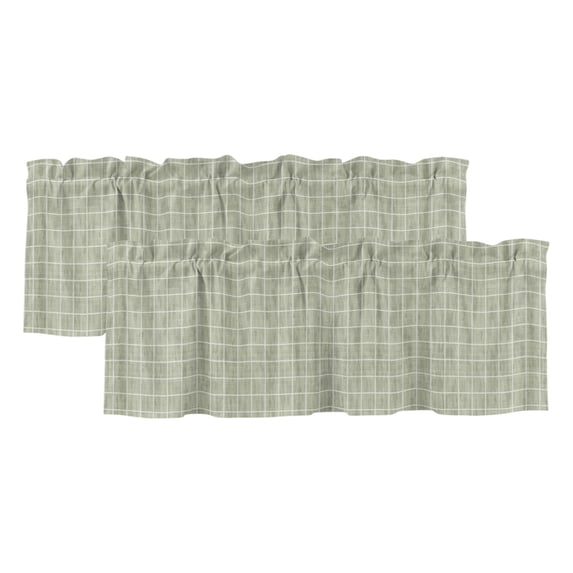 2 Pack Valances for Windows 60 x 18 Inch, Sage Green Plaid Decorative Kitchen Curtain Valance, Farmhouse Buffalo Checkered Gingham Rod Pocket Short Curtains Window Treatment for Bathroom/Cafe