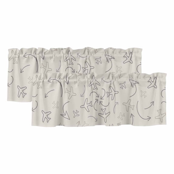 2 Pack Valances for Windows, Abstract Airline Route Window Valances for Living Room/Bedroom/Bathroom, Vintage Aircraft Arrows Light Filtering Kitchen Curtain Valance Window Treatment 42"W x18" L