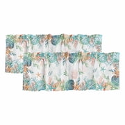 2 Pack Valances for Windows, Beach Coastal Window Valances for Living Room/Bedroom/Bathroom, Summer Coral Starfish Nautical Ocean Light Filtering Kitchen Curtain Valance Window Treatment 42"W x12" L