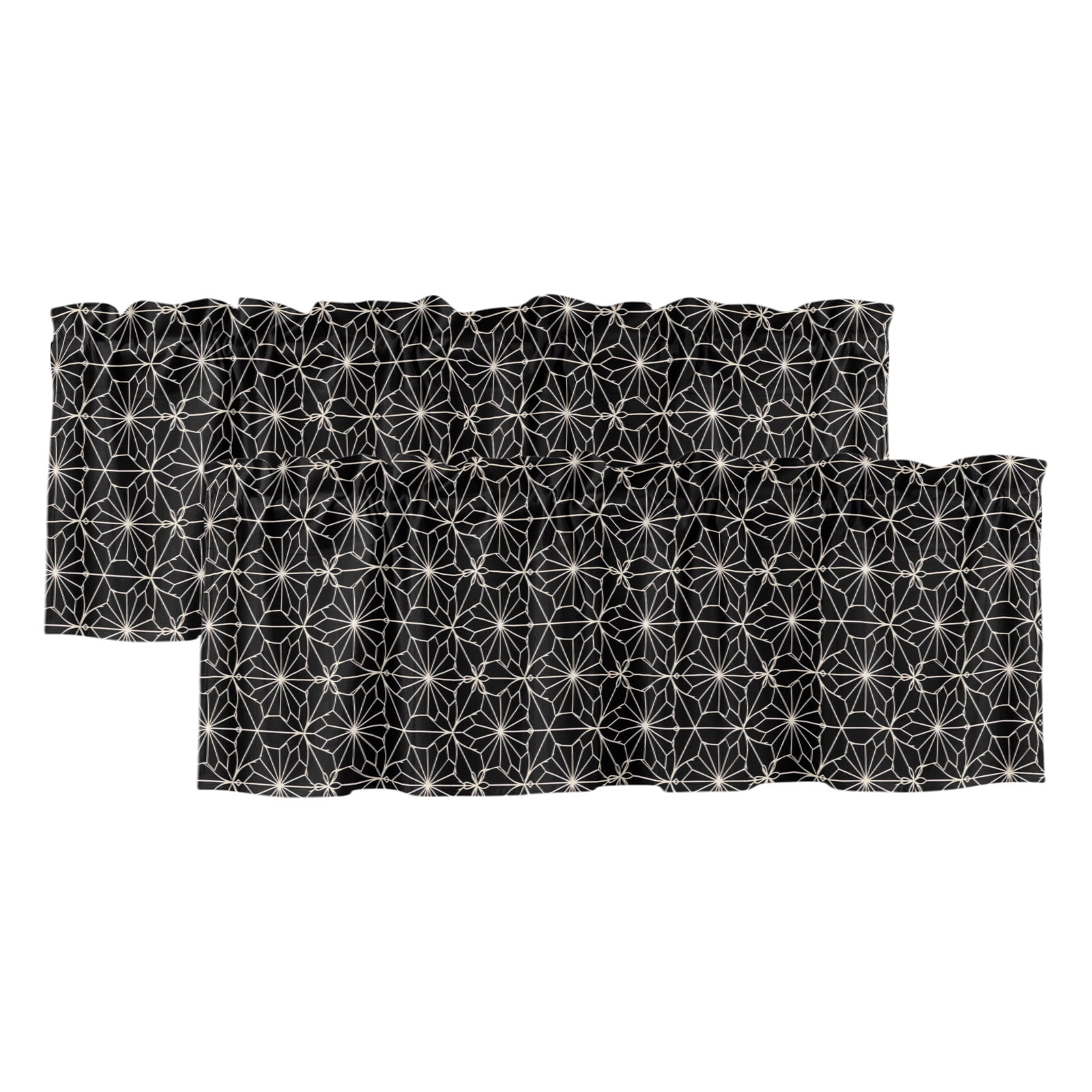 Window Drawing. Sign 2 Pack Valances for Windows, Black Geometric Window Valances for Living ...