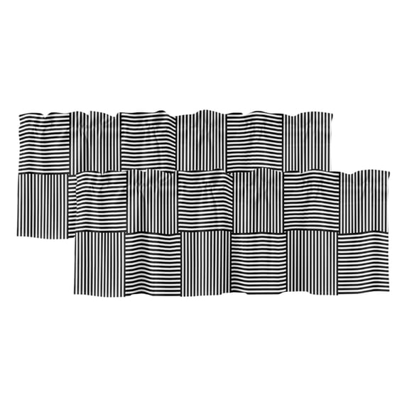Windows Apps Retro 2 Pack Valances for Windows, Black Plaid Striped Window Valances for ...