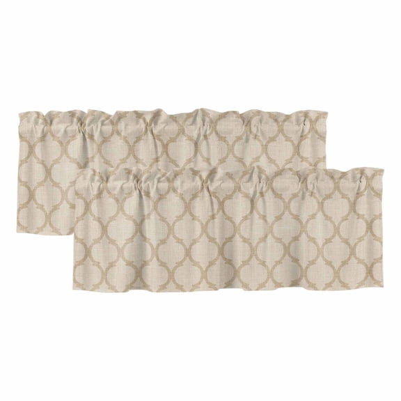 2 Pack Valances for Windows, Boho Moroccan Window Valances for Living Room/Bedroom/Bathroom, Vintage Morocco Quatrefoil Geometric Light Filtering Kitchen Curtain Valance Window Treatment 60"W x18" L