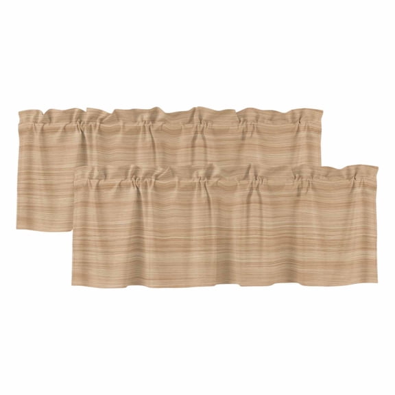 2 Pack Valances for Windows, Brown Wood Grain Window Valances for Living Room/Bedroom/Bathroom, Retro Western Farmhouse Wooden Board Light Filtering Kitchen Curtain Valance 42"W x18" L