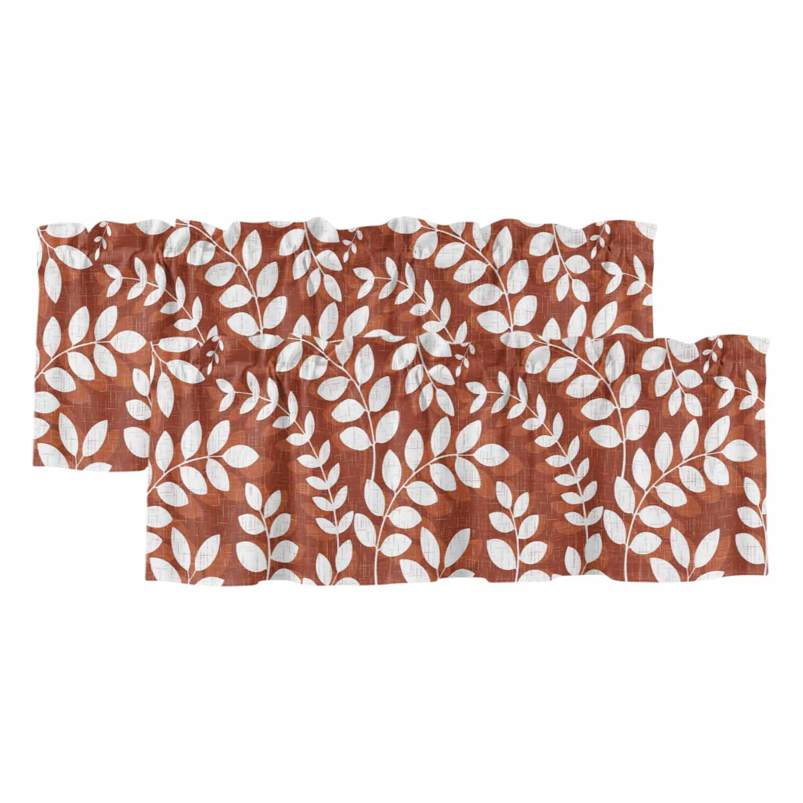 2 Pack Valances for Windows, Burnt Orange Leaves Window Valances for ...