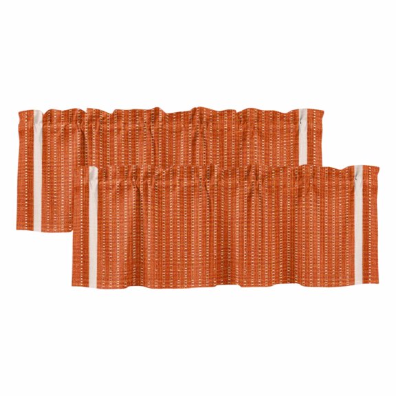 2 Pack Valances for Windows, Burnt Orange Striped Window Valances for Living Room/Bedroom/Bathroom, Farmhouse Modern Vertical Lines Light Filtering Kitchen Curtain Valance 42"W x12" L