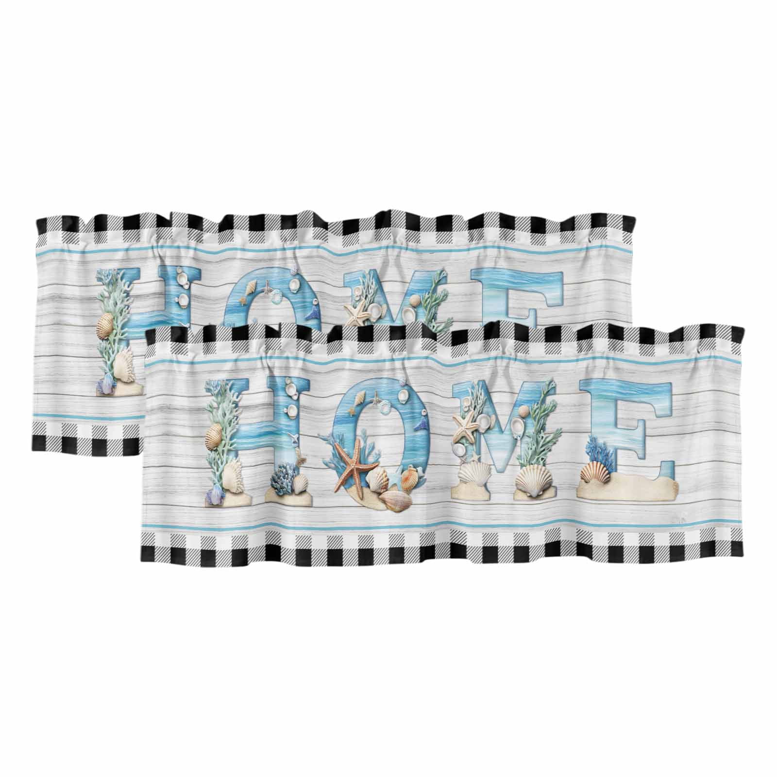 2 Pack Valances for Windows, Coastal Beach Window Valances for Living ...