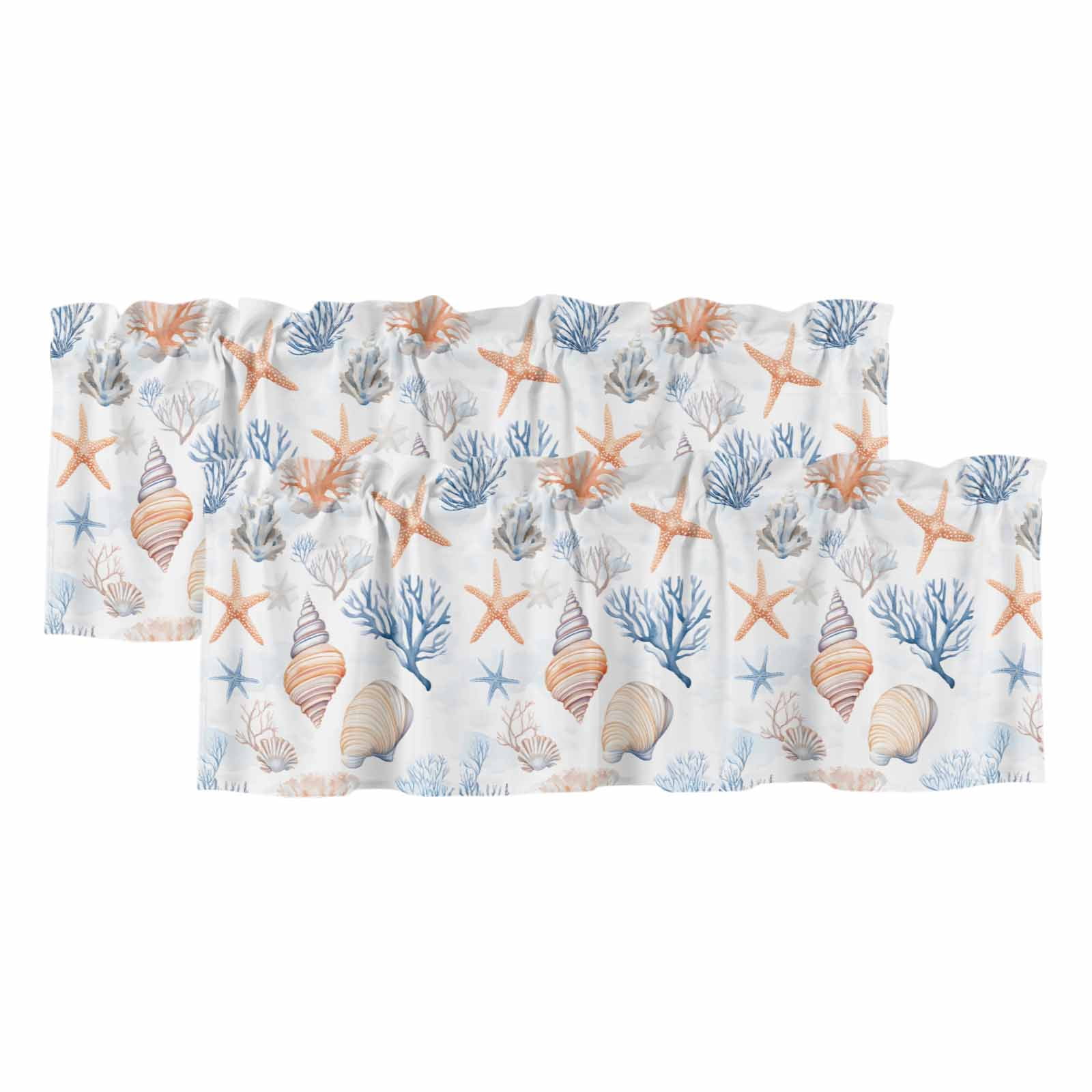 2 Pack Valances for Windows, Coastal Window Valances for Living Room ...