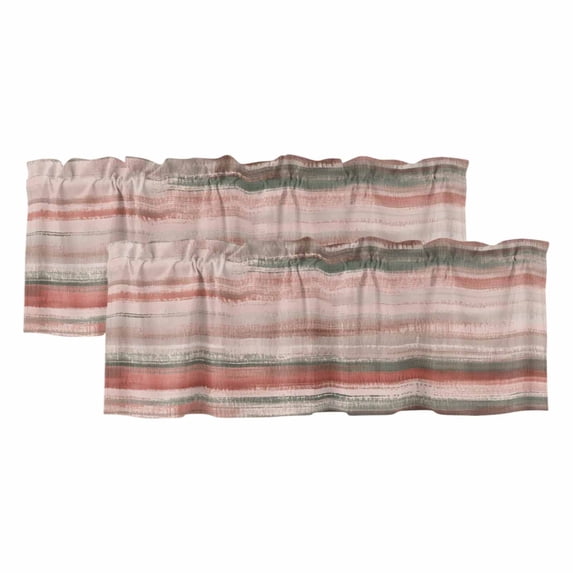 2 Pack Valances for Windows, Coral Red Brown Ombre Window Valances for ...