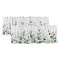 thumbnail image 1 of 2 Pack Valances for Windows, Eucalyptus Leaves Window Valances for Living Room/Bedroom/Bathroom, Watercolor Green Red Flower Plant Light Filtering Kitchen Curtain Valance 42"W x12" L, 1 of 9