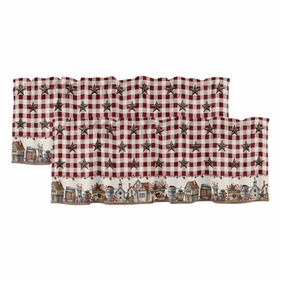 2 Pack Valances for Windows, Farm Red Window Valances for Living Room ...