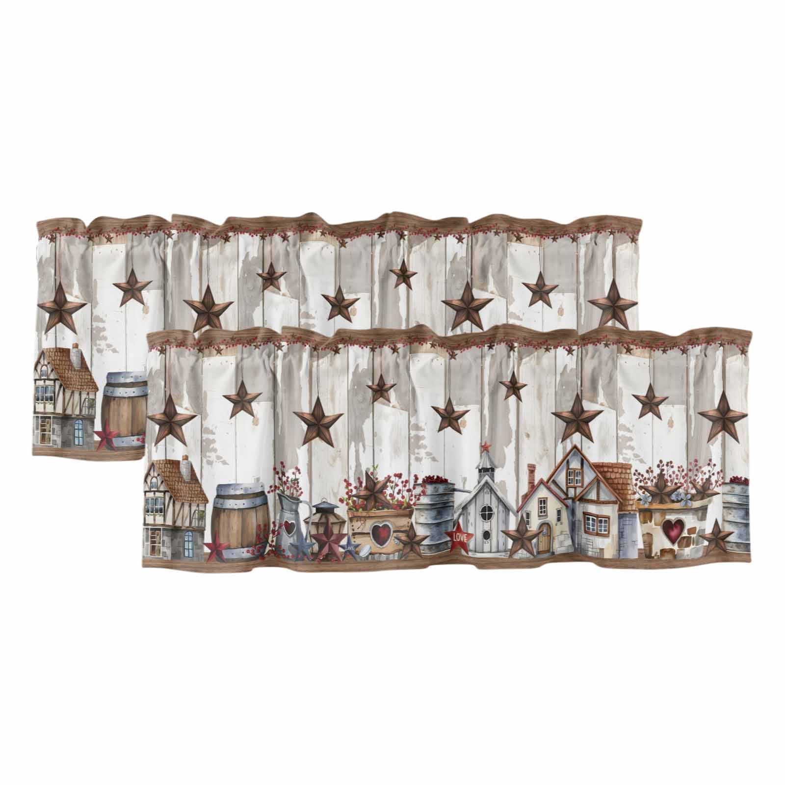 2 Pack Valances for Windows, Farmhouse Window Valances for Living Room ...