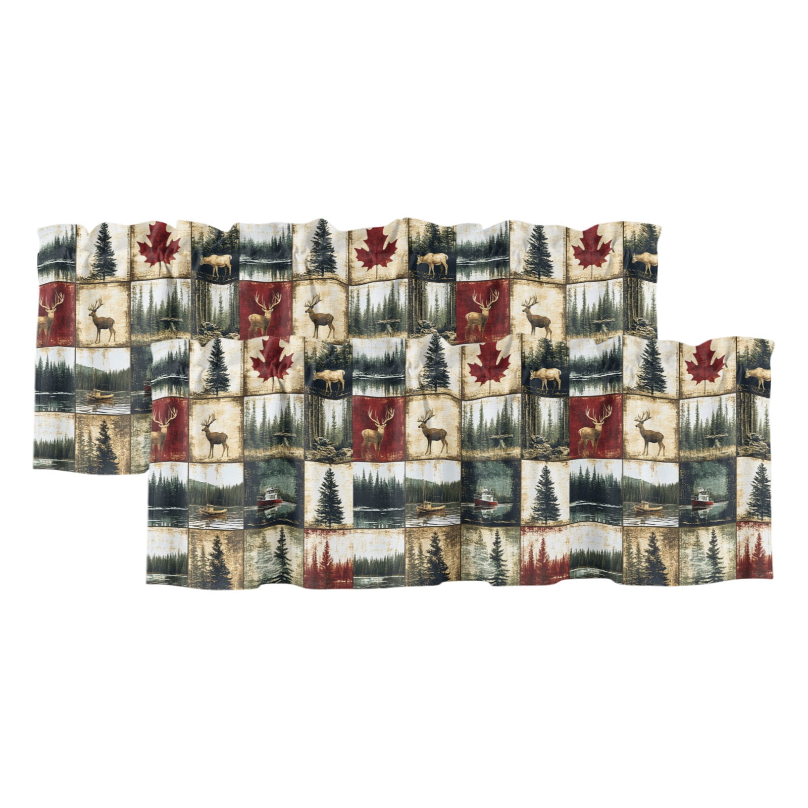 2 Pack Valances for Windows, Forest Elk Window Valances for Living Room ...