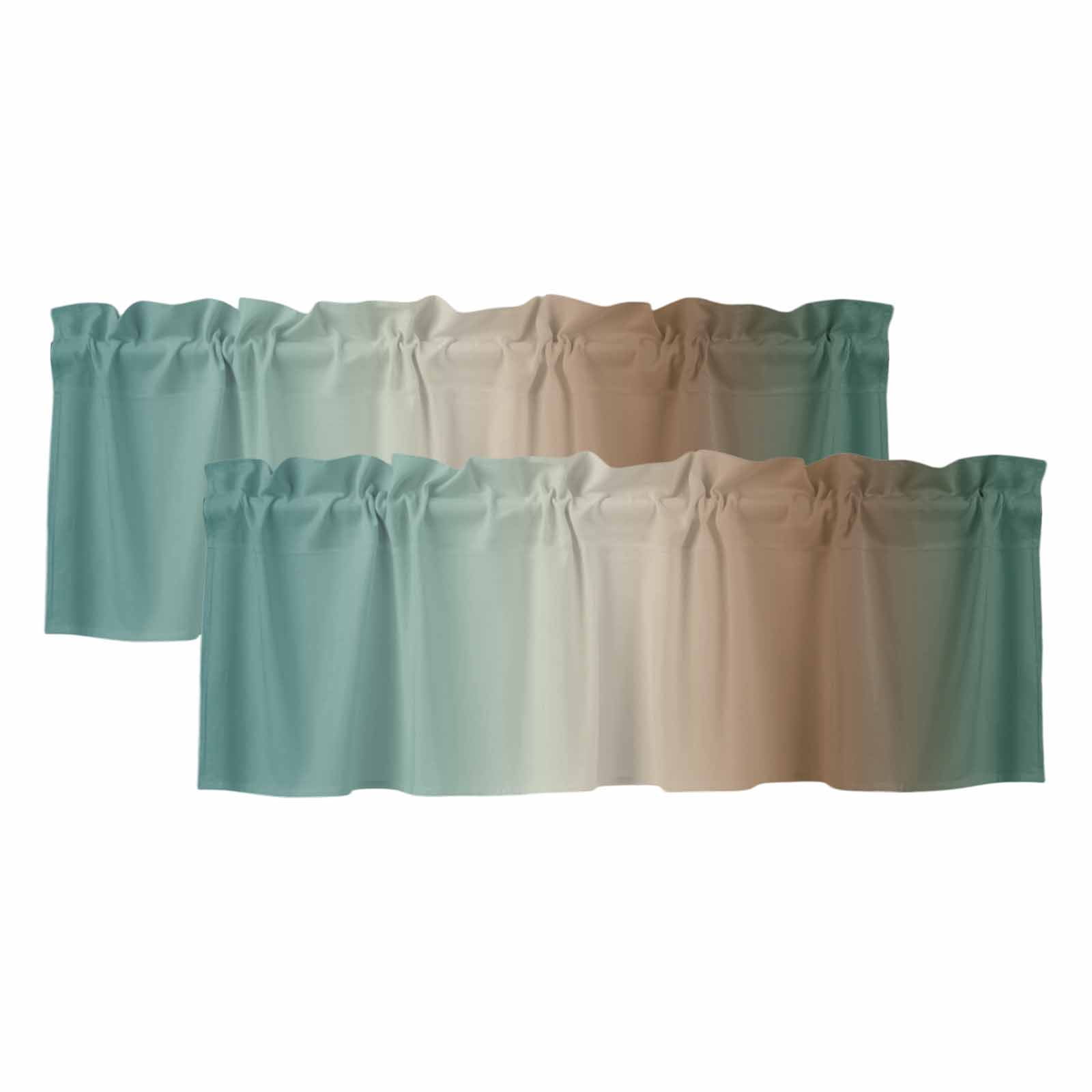 2 Pack Valances for Windows, Green Brown Ombre Window Valances for ...