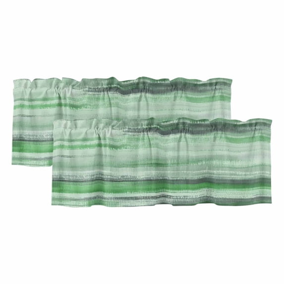 2 Pack Valances for Windows, Green Grey Ombre Window Valances for ...