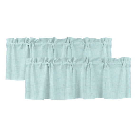 2 Pack Valances for Windows, Ice Mint Window Valances for Living Room/Bedroom/Bathroom, Rustic Farmhouse Solid Color Light Filtering Kitchen Curtain Valance Window Treatment 54"W x18" L