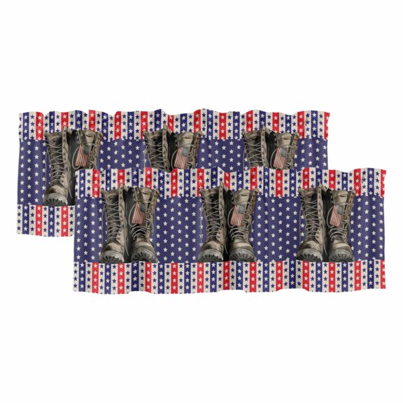 2 Pack Valances for Windows, Independence Day Window Valances for Living Room/Bedroom/Bathroom, Retro Boots Red Blue Stars US Flag Stripes Light Filtering Kitchen Curtain Valance 42"W x12" L