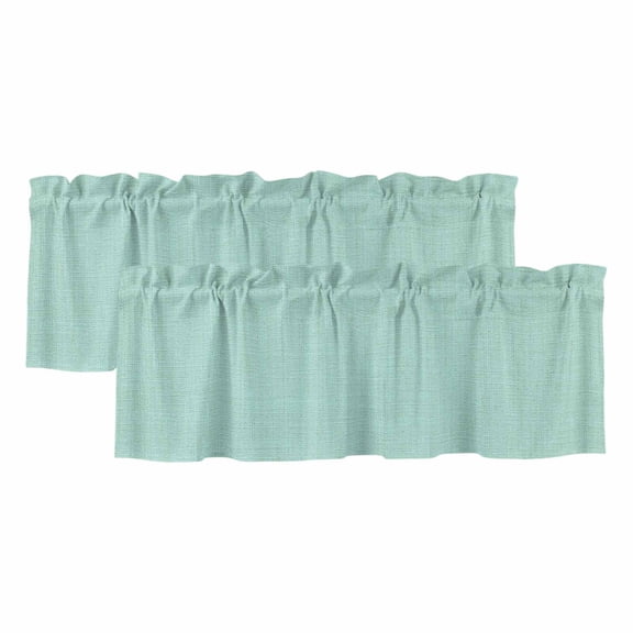 2 Pack Valances for Windows, Linen Mint Green Window Valances for Living Room/Bedroom/Bathroom, Modern Minimalist Pure Solid Color Light Filtering Kitchen Curtain Valance 42"W x12" L