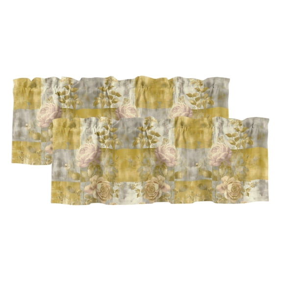 2 Pack Valances for Windows, Luxurious Floral Window Valances for ...