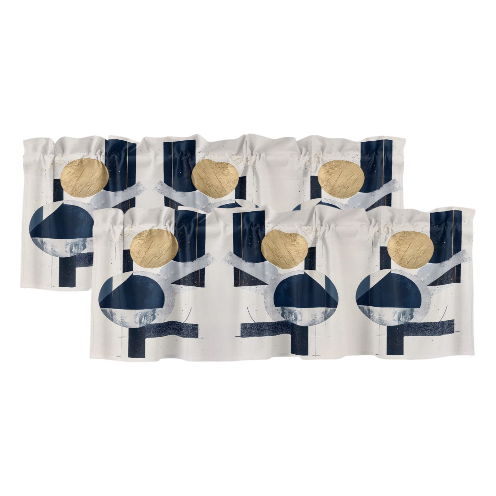 2 Pack Valances for Windows, Navy Blue Abstract Art Window Valances for ...