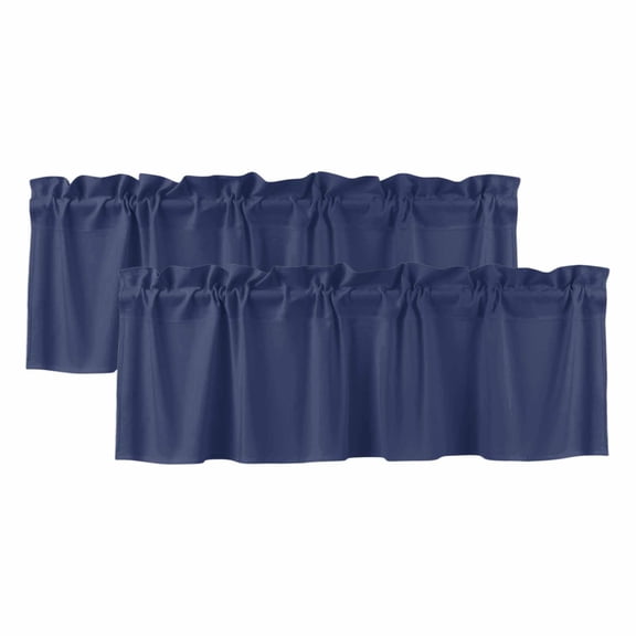 2 Pack Valances for Windows, Navy Blue Window Valances for Living Room/Bedroom/Bathroom, Modern Solid Color Blue Cosatal Light Filtering Kitchen Curtain Valance Window Treatment 54"W x18" L