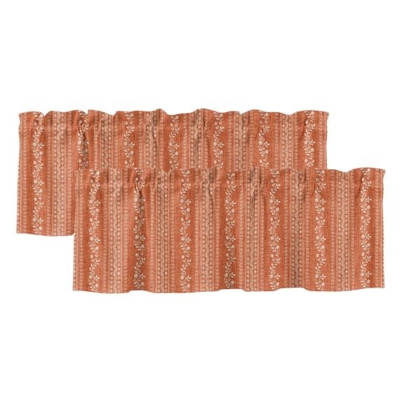 Windows Apps Retro 2 Pack Valances for Windows, Orange Boho Floral Window Valances for ...