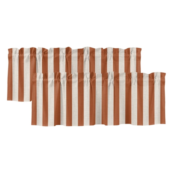 Windows Apps Retro 2 Pack Valances for Windows, Orange Vintage Striped Window Valances for ...