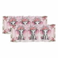 thumbnail image 1 of 2 Pack Valances for Windows, Pink Elephant Window Valances for Living Room/Bedroom/Bathroom, Cute Wildlife Animals Watercolor Flowers Light Filtering Kitchen Curtain Valance 60"W x18" L, 1 of 9