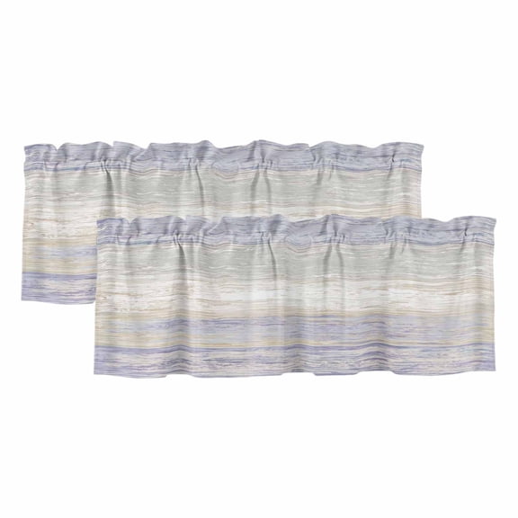 2 Pack Valances for Windows, Purple Grey Window Valances for Living Room/Bedroom/Bathroom, Farmhouse Gray Barn Wooden Vintage Striped Light Filtering Kitchen Curtain Valance 42"W x18" L