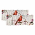 thumbnail image 1 of 2 Pack Valances for Windows, Red Bird Flowers Window Valances for Living Room/Bedroom/Bathroom, Retro Rustic Animal Floral Branches Light Filtering Kitchen Curtain Valance 60"W x18" L, 1 of 9