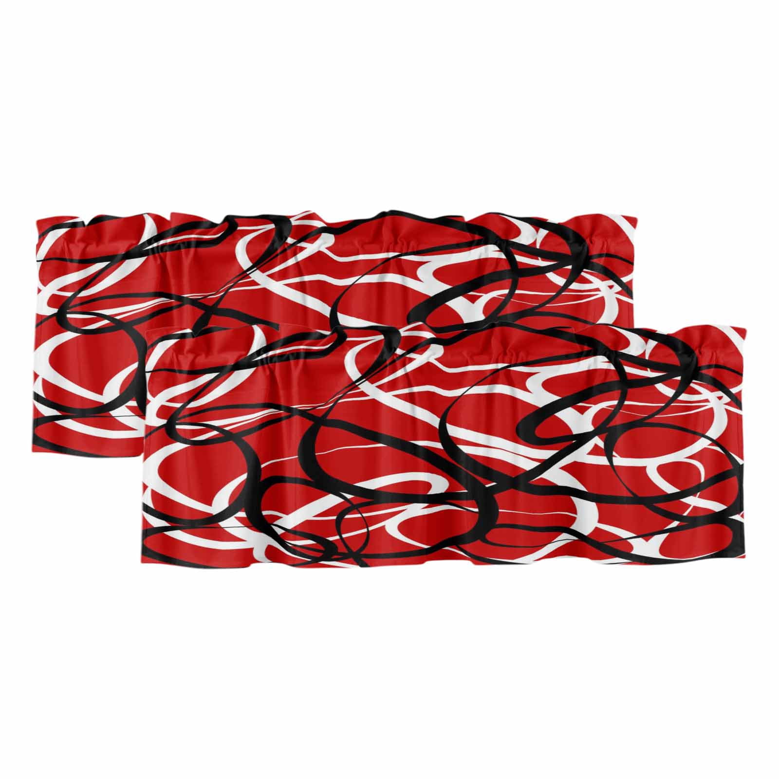 2 Pack Valances for Windows, Red Geometric Window Valances for Living ...