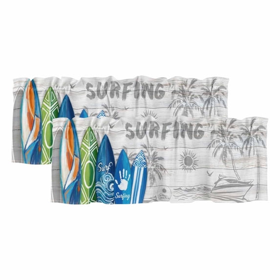 2 Pack Valances for Windows, Rustic Beach Window Valances for Living ...