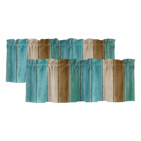 2 Pack Valances for Windows, Teal Blue Brown Window Valances for Living ...