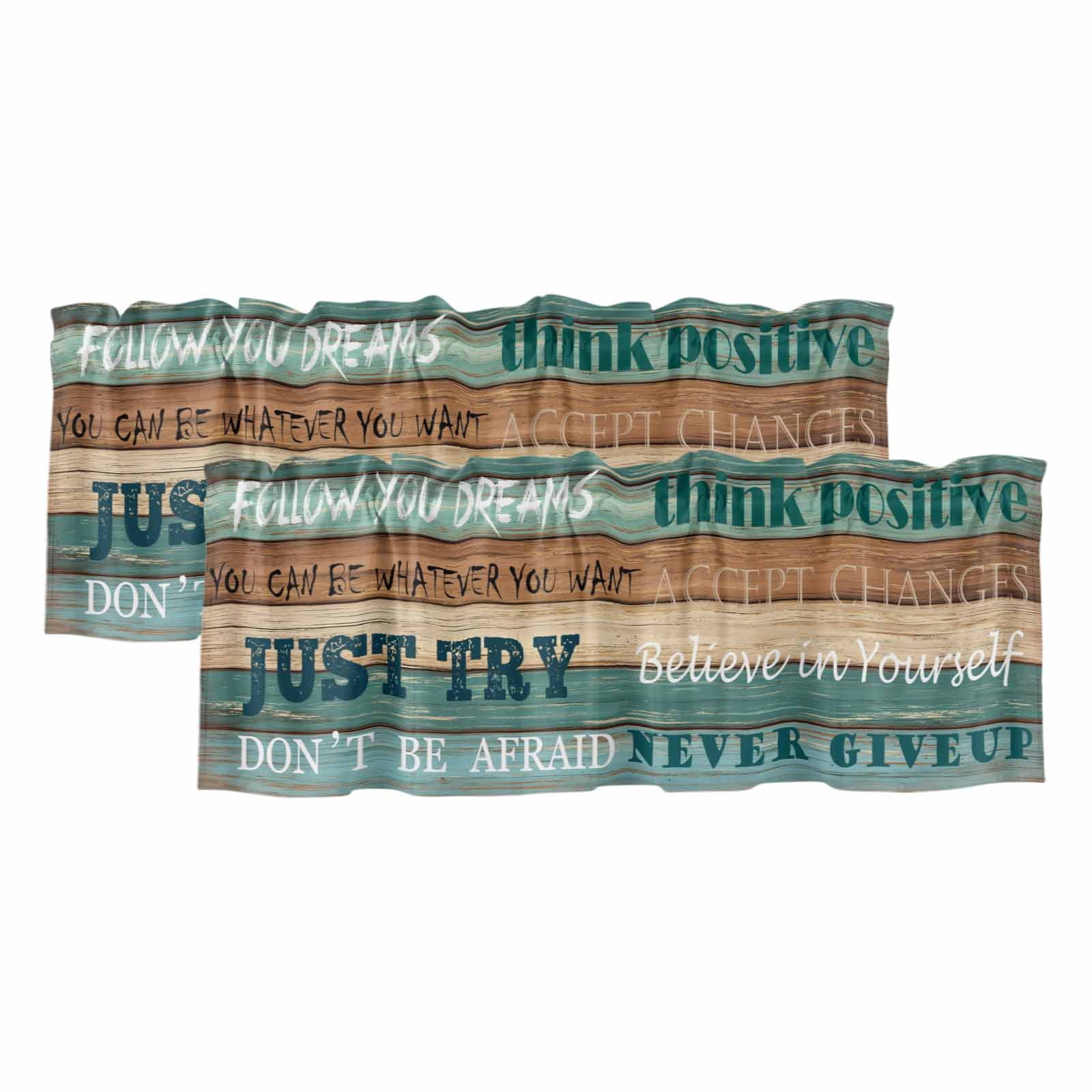 2 Pack Valances for Windows, Teal Brown Blue Window Valances for Living ...