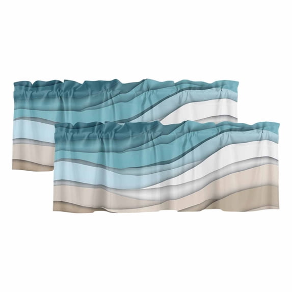 2 Pack Valances for Windows, Turquoise Brown Window Valances for Living ...