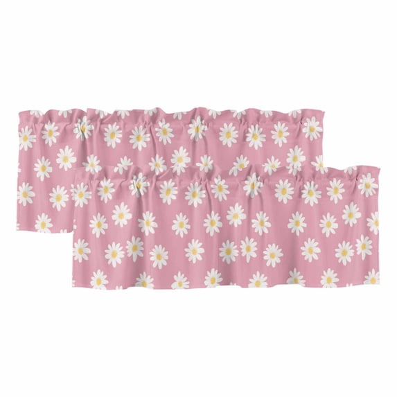 2 Pack Valances for Windows, White Pink Daisy Window Valances for ...