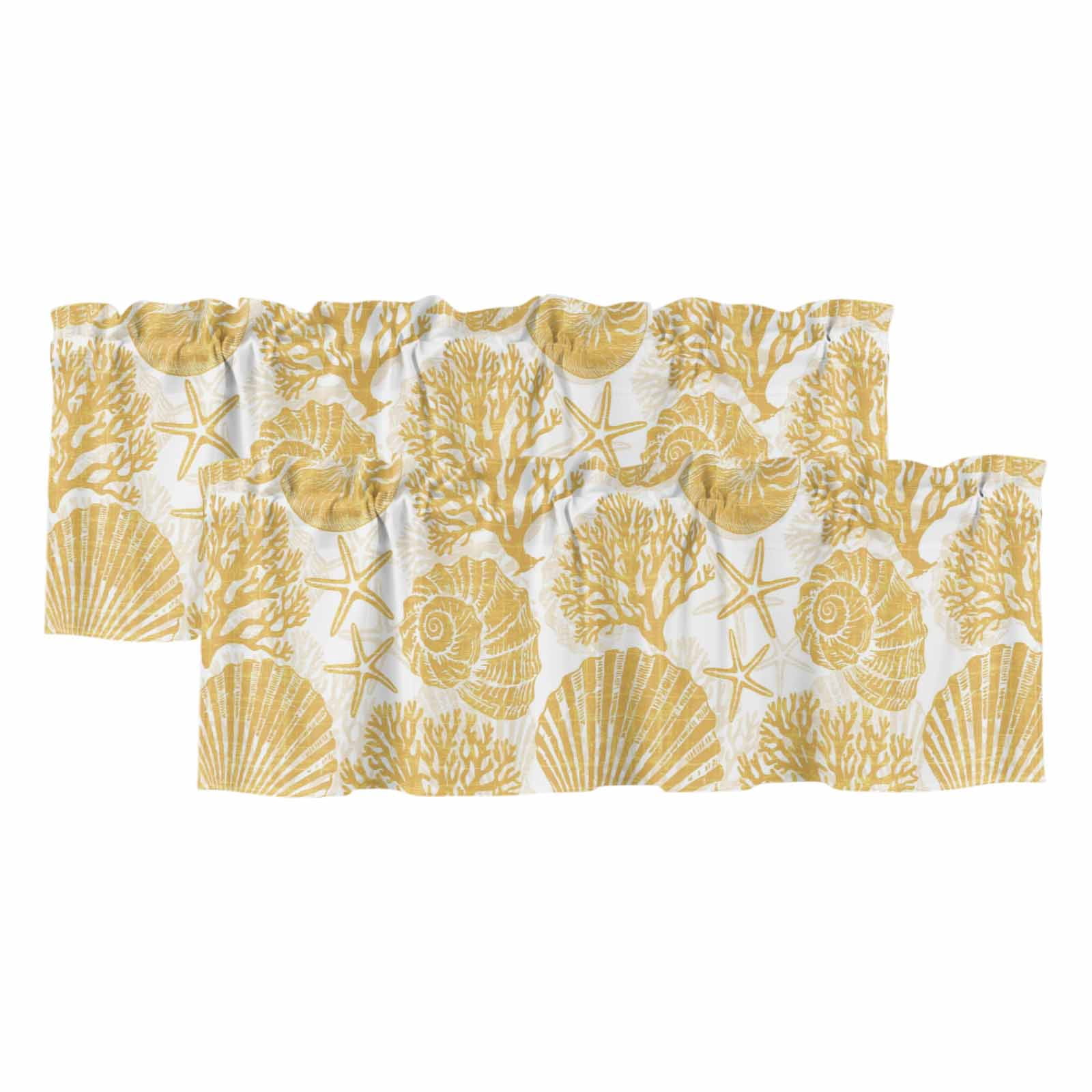 2 Pack Valances for Windows, Yellow Coastal Window Valances for Living ...