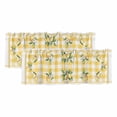 thumbnail image 1 of 2 Pack Valances for Windows, Yellow Lemons Window Valances for Living Room/Bedroom/Bathroom, Floral Wreath Leaves Buffalo Plaid Light Filtering Kitchen Curtain Valance Window Treatment 42"W x12" L, 1 of 9