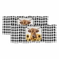 thumbnail image 1 of 2 Pack Valances for Windows, Yellow Sunflowers Yak Window Valances for Living Room/Bedroom/Bathroom, Black White Checkered Pastoral Buffalo Light Filtering Kitchen Curtain Valance 54"W x18" L, 1 of 9