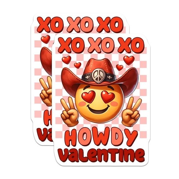 (2 Pack) Valentine Emoji Magnets - Cowboy Hat Emoji Magnets - Peace Sign Magnets - 5" On Longest Side - for Cars, Refrigerators, Toolboxes, Lockers - Made in USA BMCS3140