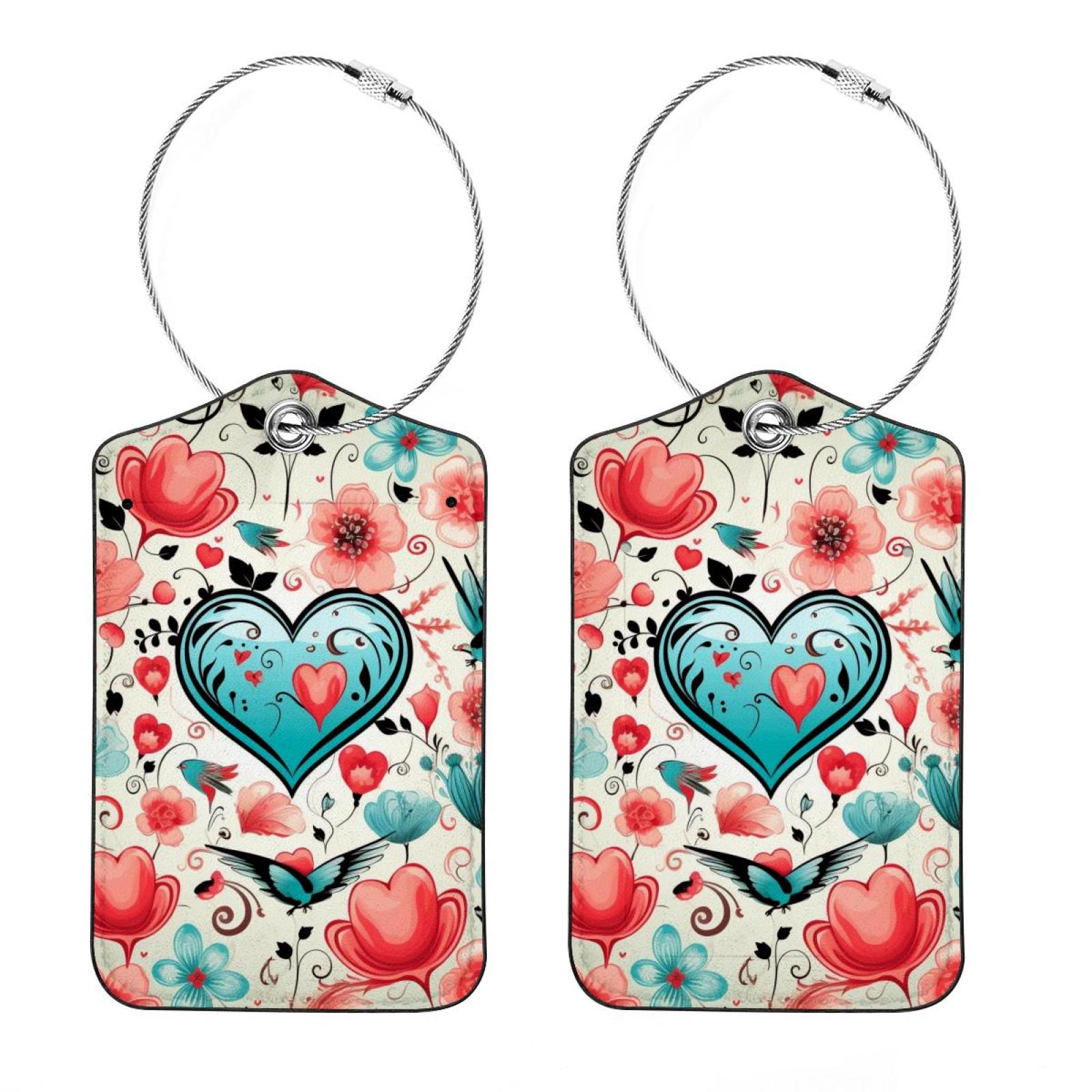 2 Pack of Valentine's Day Love Heart Luggage Tags for Adults Teens ...