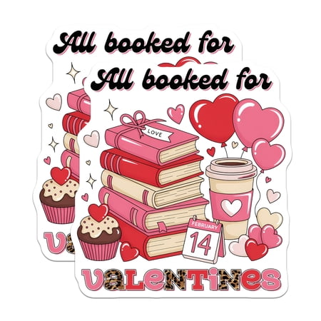 (2 Pack) Valentines Day Magnets - Book Lover - February 14 Decor - 5" On Longest Side - Premium Magnet - for Cars, Refrigerators, Toolboxes, Lockers - Made in USA - MAG17020