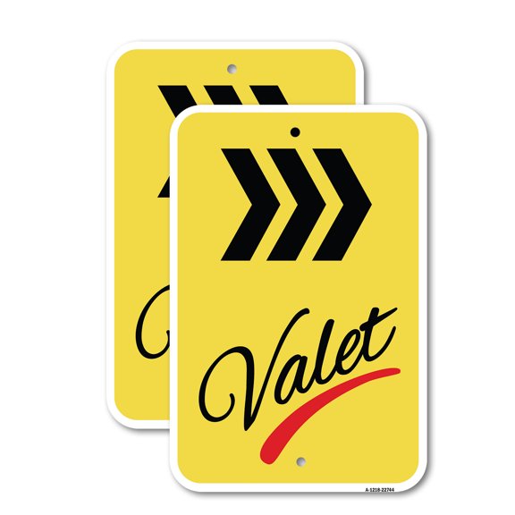 (2 Pack) Valet Right Arrow | 18" X 24" Heavy-Gauge Aluminum Sign | Rust Free Aluminum, Weather Resistant, Waterproof, Fade Resistant, 2 Pre-drilled Holes