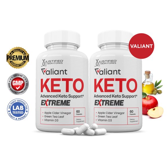 (2 Pack) Valiant Keto ACV Extreme Pills 1675mg Alternative to Gummies Dietary Supplement 120 Capsules