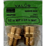 2 Pack- Valor 5301-2G Brass 1/2 MIP X 3/4 MHT Adapter