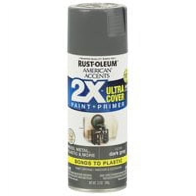 2-Pack Value - Rust-oleum american accents ultra cover 2x gloss dark gray spray paint and primer in 1, 12 oz